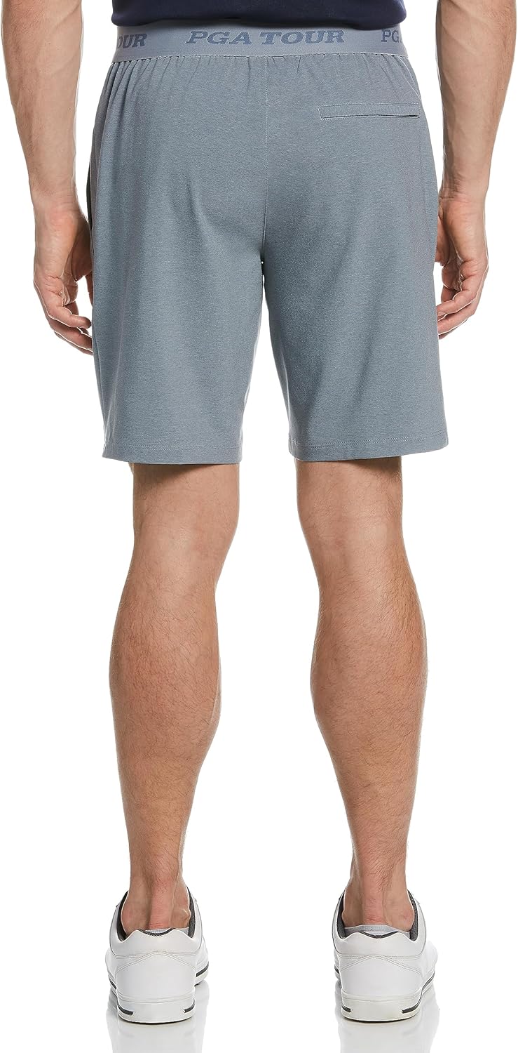 PGA Tour Men's Exposed Elastic Waistband Dobby Golf Short