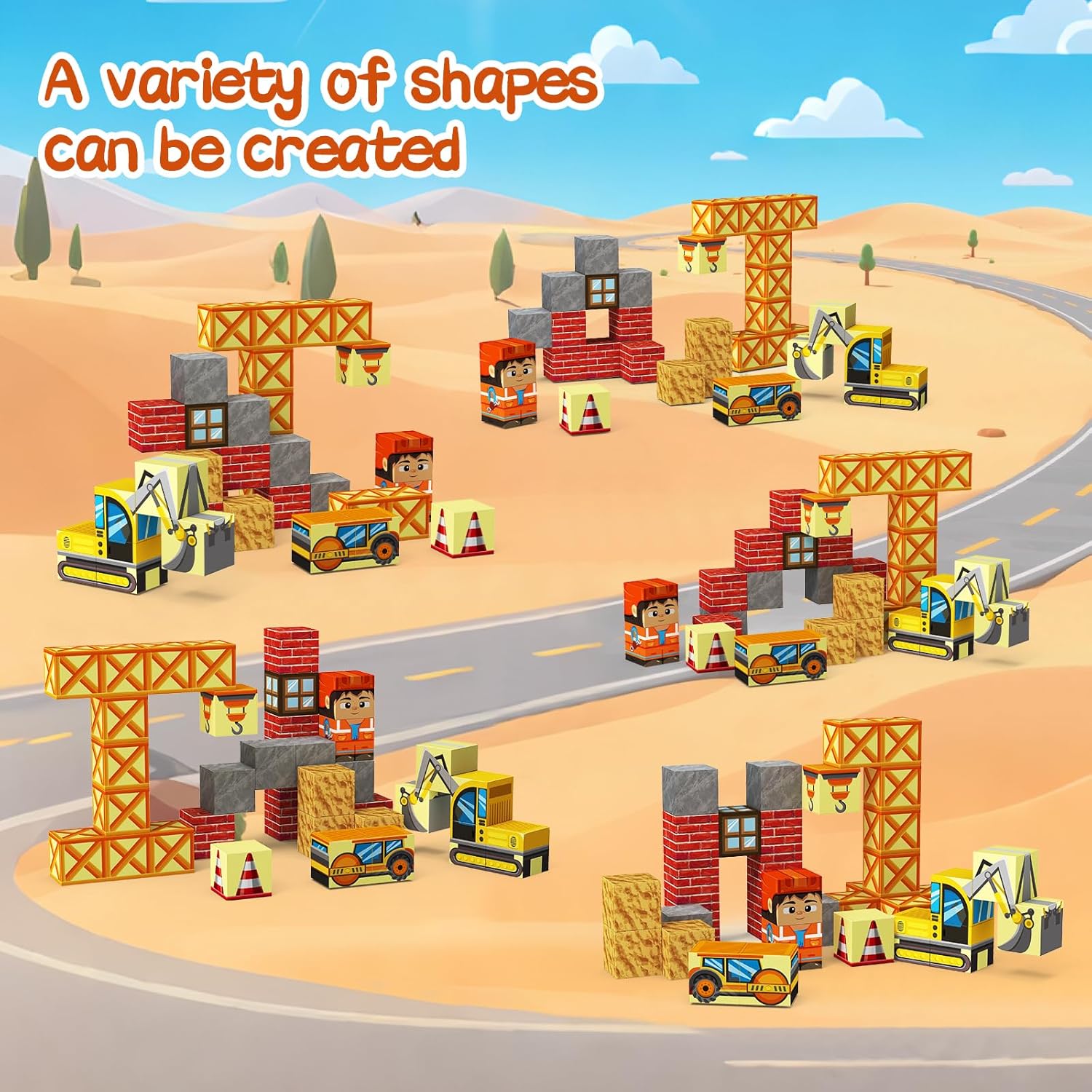 Mini Magnetic Tiles with Iron Box, 26PCS Travel Size Magnet Building Blocks Toy Set and Magnetic Blocks