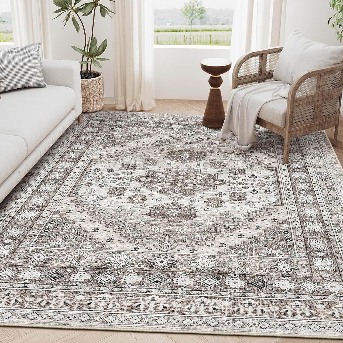 Tapis poils ras facile à nettoyer vintage 140x200cm pour éviter la poussière