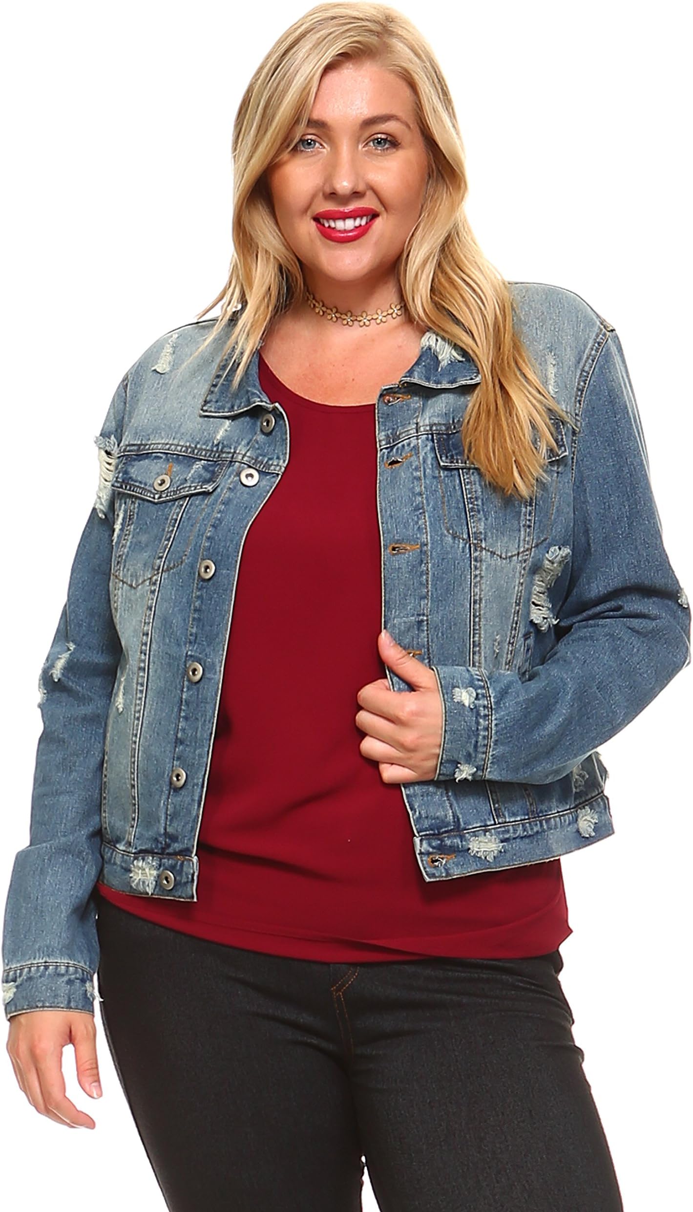 Zenobia Women's Plus Size Denim Jacket (ZB9156E)