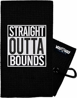 Wolf Golf Towels Straight Outta Bounds Golf Towel | Embroidered in USA | Golf Accessories for Men or Women