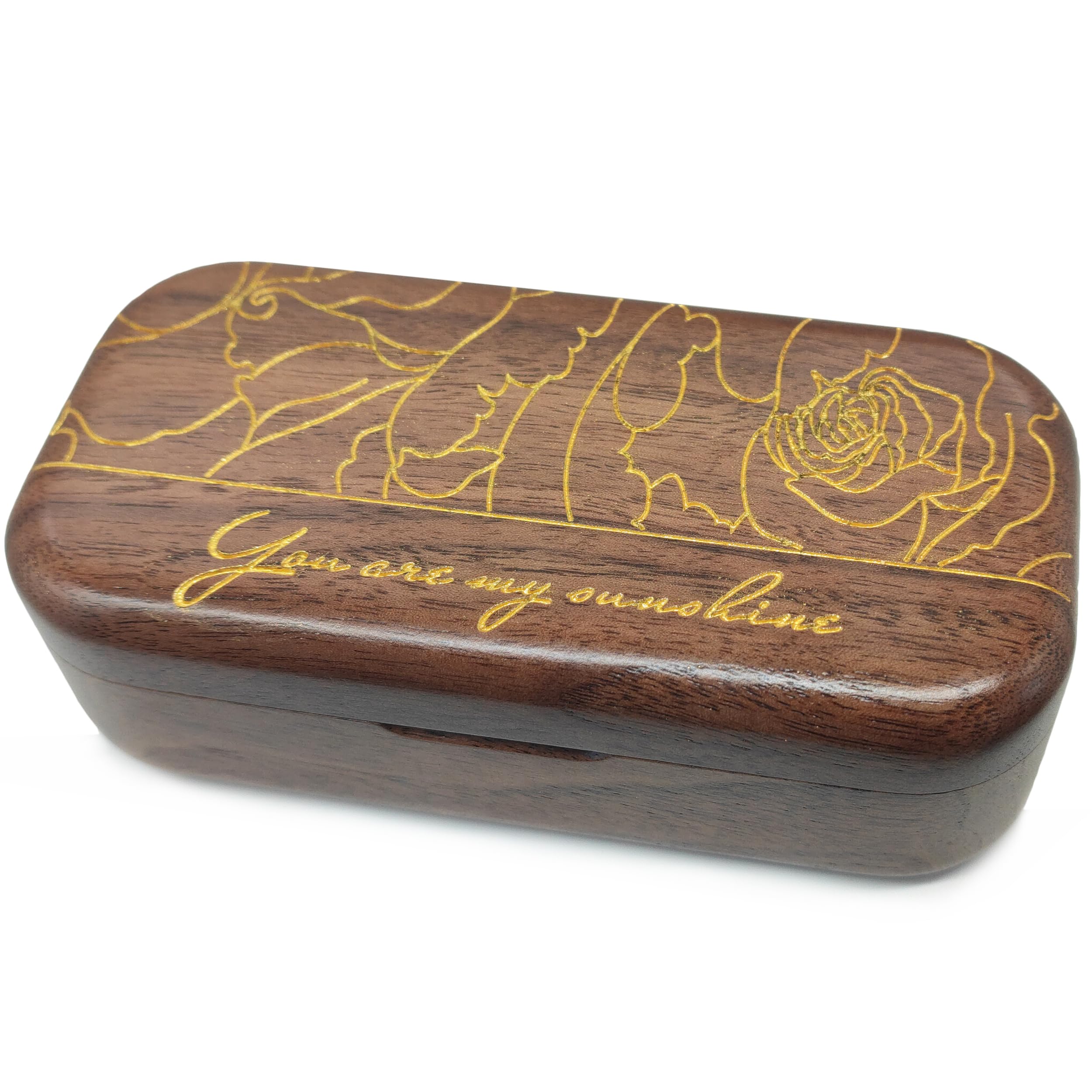 You are My Sunshine - Caja de música de madera maciza, vintage, tallada con láser, cajas musicales (madera de nogal)