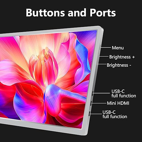 Miniatura 4 de FQQ Monitor de pantalla dual de 14 pulgadas - Extensor de monitor portátil FHD 1080P IPS con puerto USB-C y mini HDMI, Plug & Play, fácil de