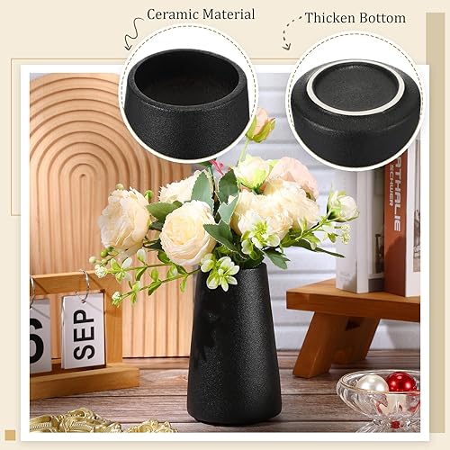 Miniatura 3 de Sliner Jarrón de cerámica simple para flores, plantas, jarrones mate para estante de mesa moderno, decoración del hogar, sala de estar, oficina,