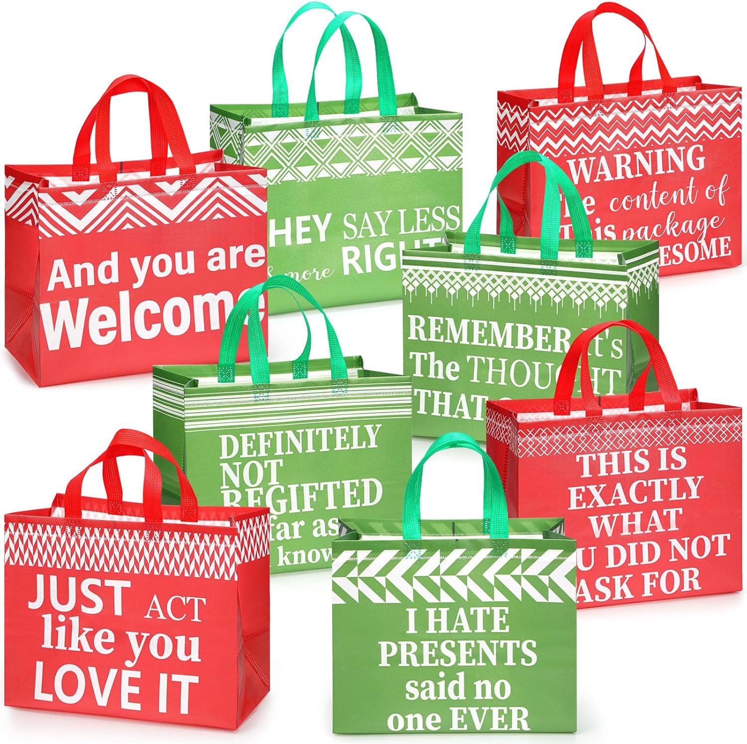 Talltalk 8 Pcs Large Christmas Funny Gift Bags Reusable