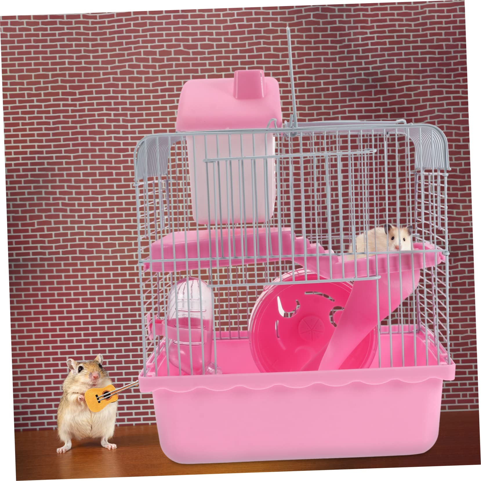 Jaula para Hámster de Doble Capa Rosa, Plástico, Pequeño Hogar