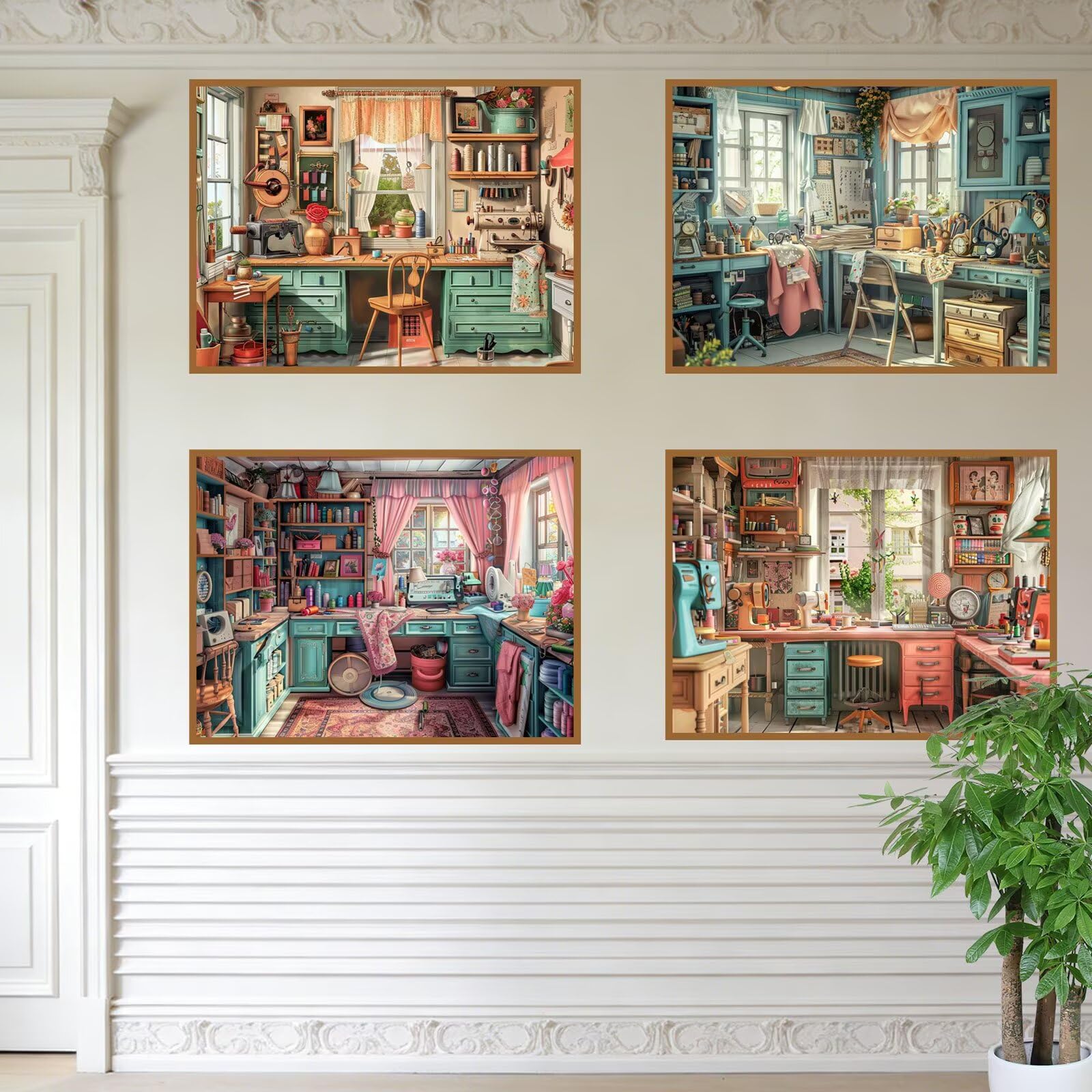 Malarstwo diamentowe krajobraz 90x60 cm kwadratowy obraz diamentowy 4 sztuki 2026 nowy DIY 5D zestaw do malowania diamentami z akcesoriami, prezenty świąteczne, dekoracje świąteczne i noworoczne i
