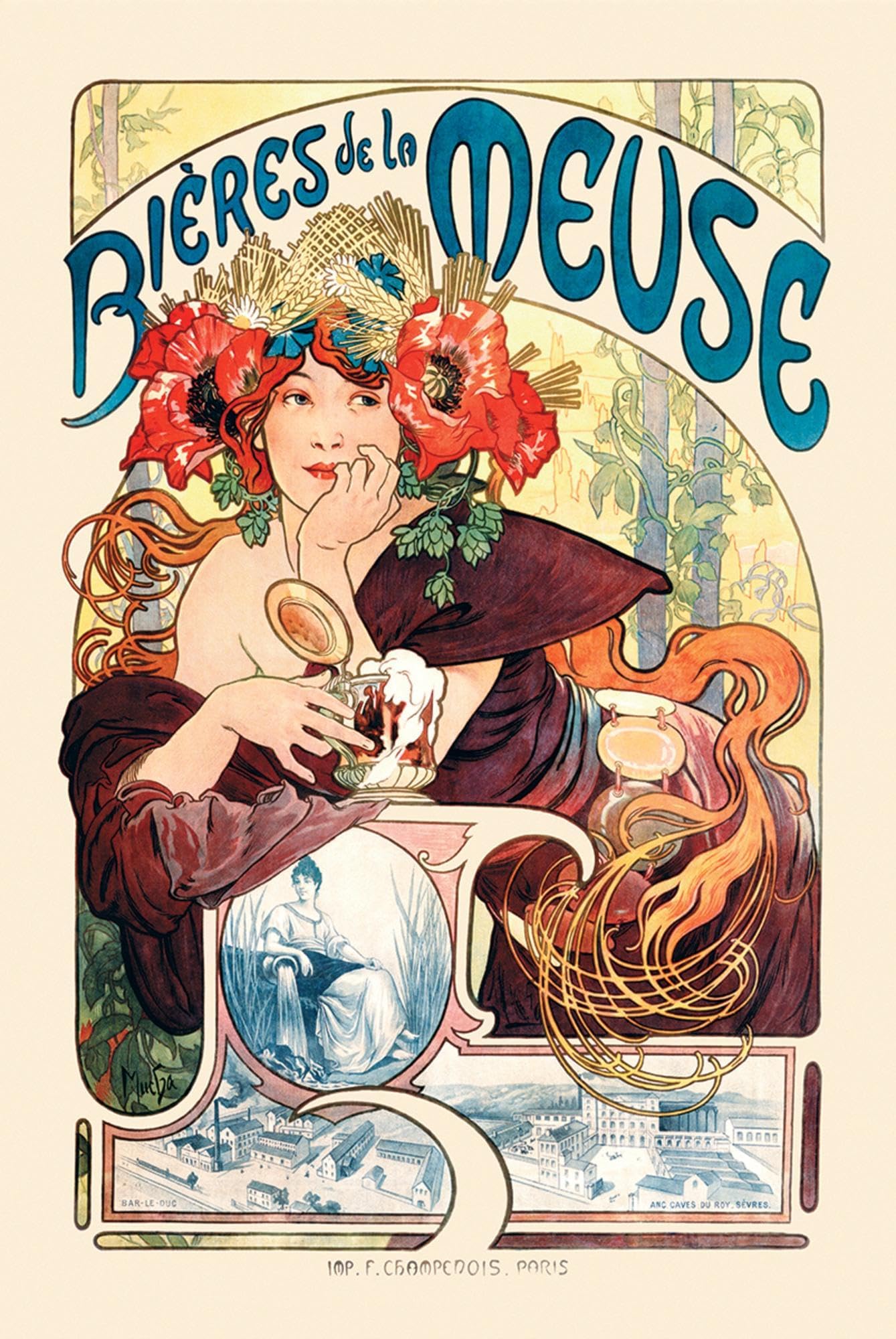AllPosters Wall Poster Bieres De La Meuse by Alphonse Mucha, 24x36