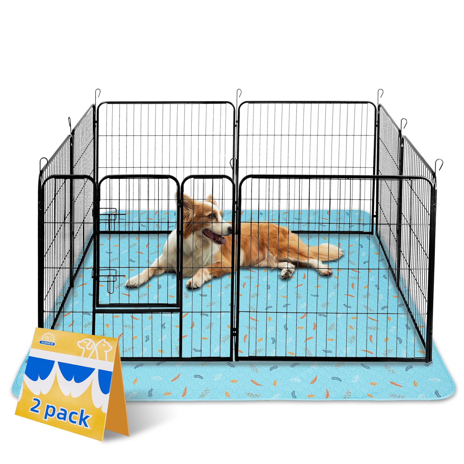 Sunheir Washable Pee Pads for Dogs Extra Large 48" x 60" 2-Pack, Reusable Puppy Pads Pet Training Pads for Dog Playpen Indoor, Waterproof Dog Pee Pads for Puppy Playpen, Whelping Pad - Sky Blue — image 1