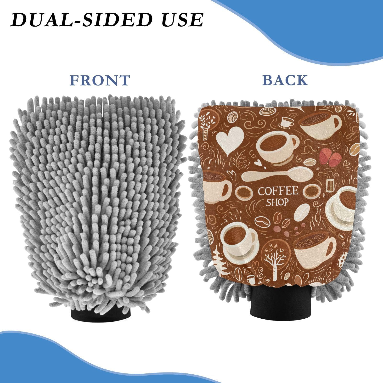 Hezely Coffee Cup Cozy Car Wash Mitt, 2PK Scratch Free Lint-Free for Car Washing and Detailing