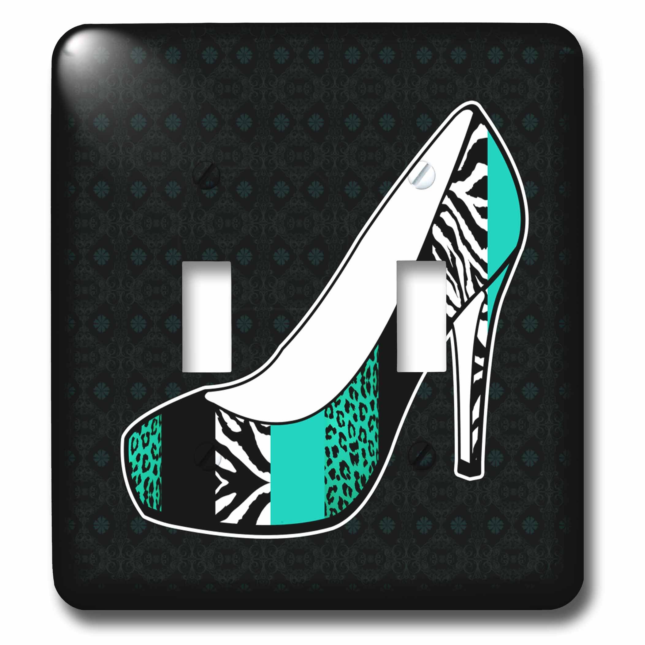 Interruptor doble de guepardo verde azulado 3dRose lsp_57147_2 con diseño animal print