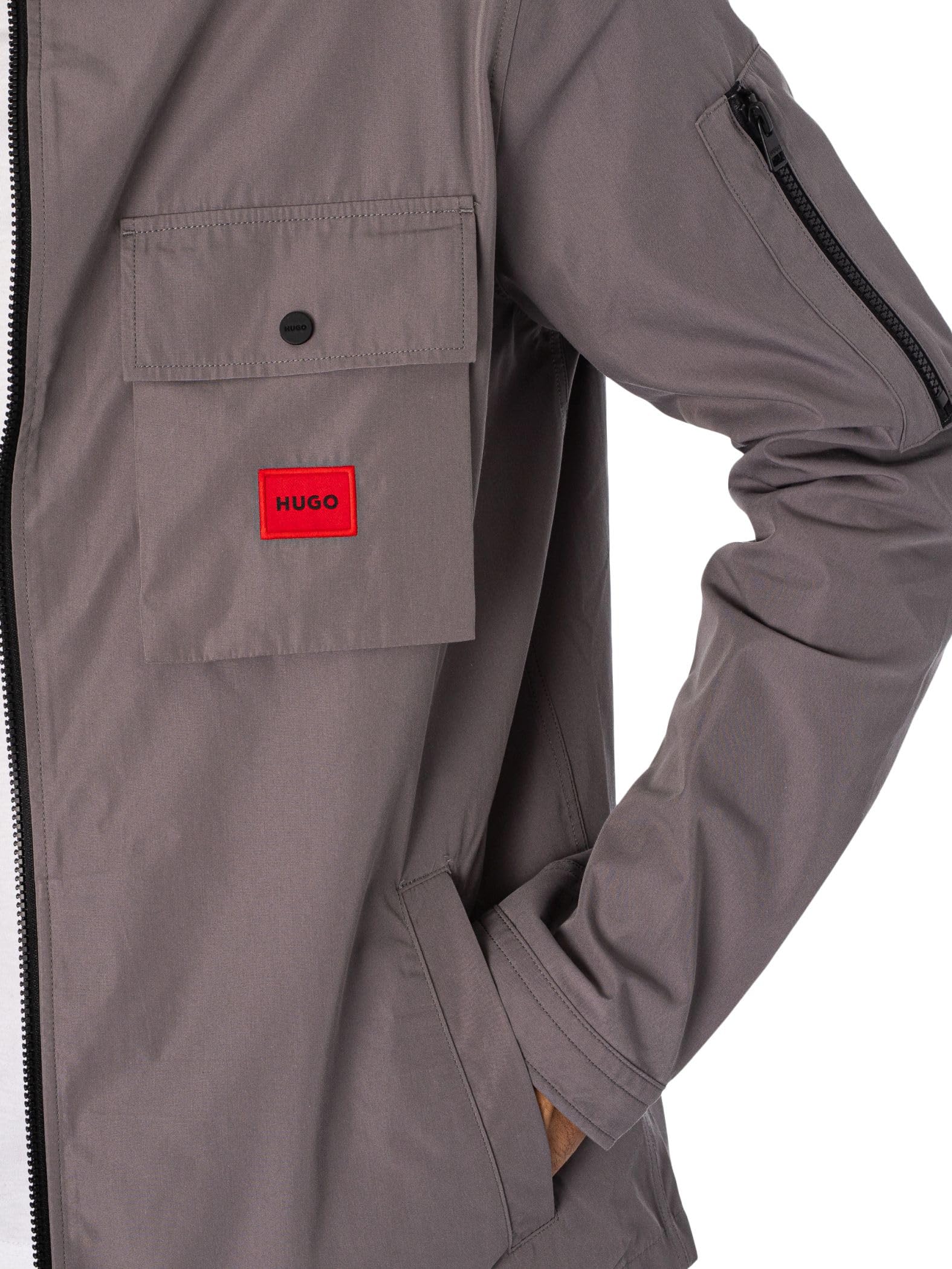 Hugo Mens Cotton Mix Canvas Zip Up Overshirt