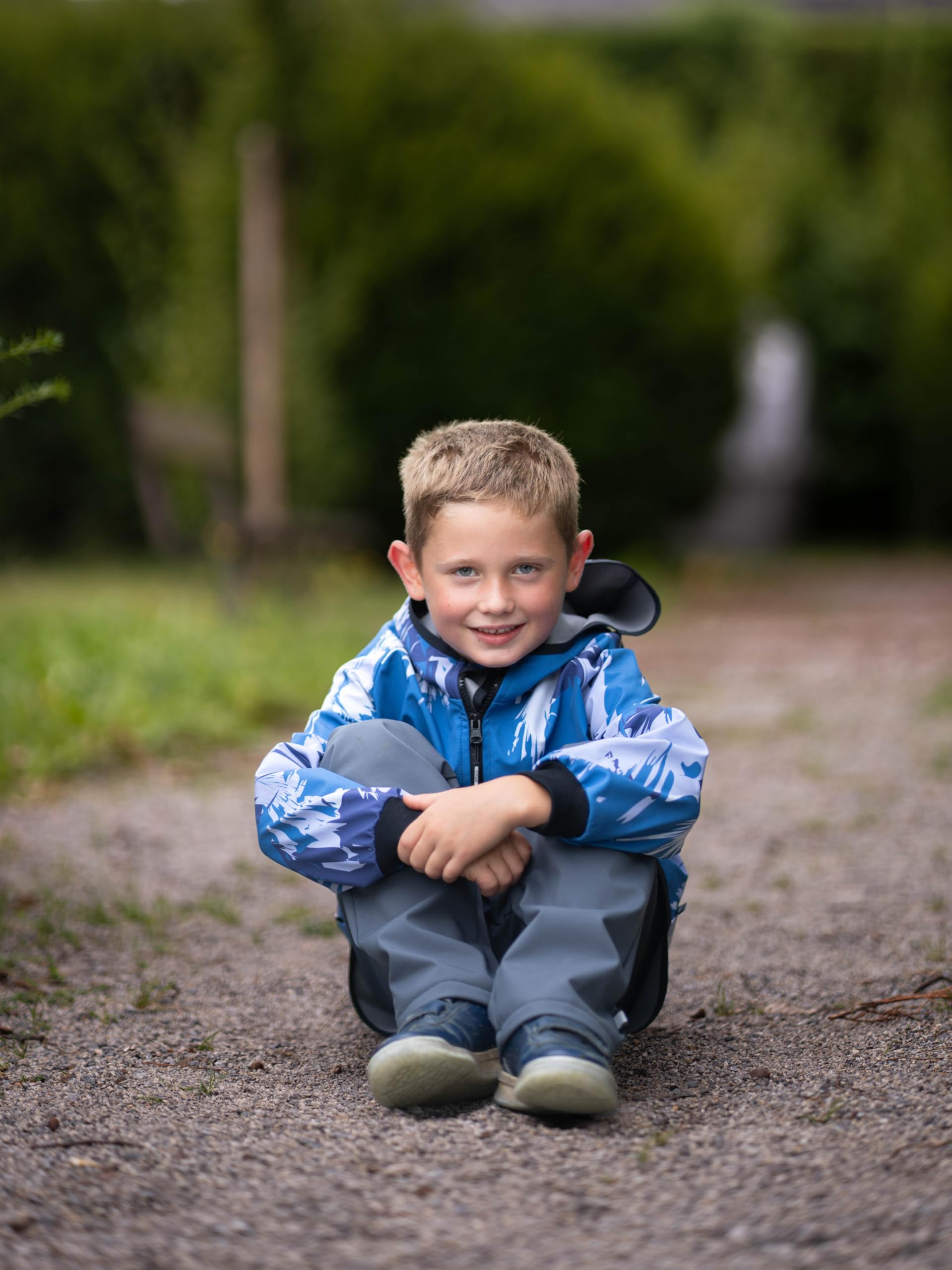 Dziecięce spodnie softshellowe z polarem, odporne na działanie wody i wiatroszczelne, oddychające, ciepłe spodnie outdoorowe, funkcyjne, spodnie zimowe, Jeżyna z antracytem i jednorożcami, 128/134 cm