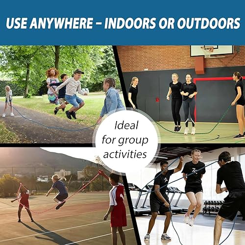 Miniatura 6 de Cuerda de saltar doble holandesa para niños y adultos, juegos familiares, cuerda de saltar ajustable para niños y niñas de 16 pies para saltar al