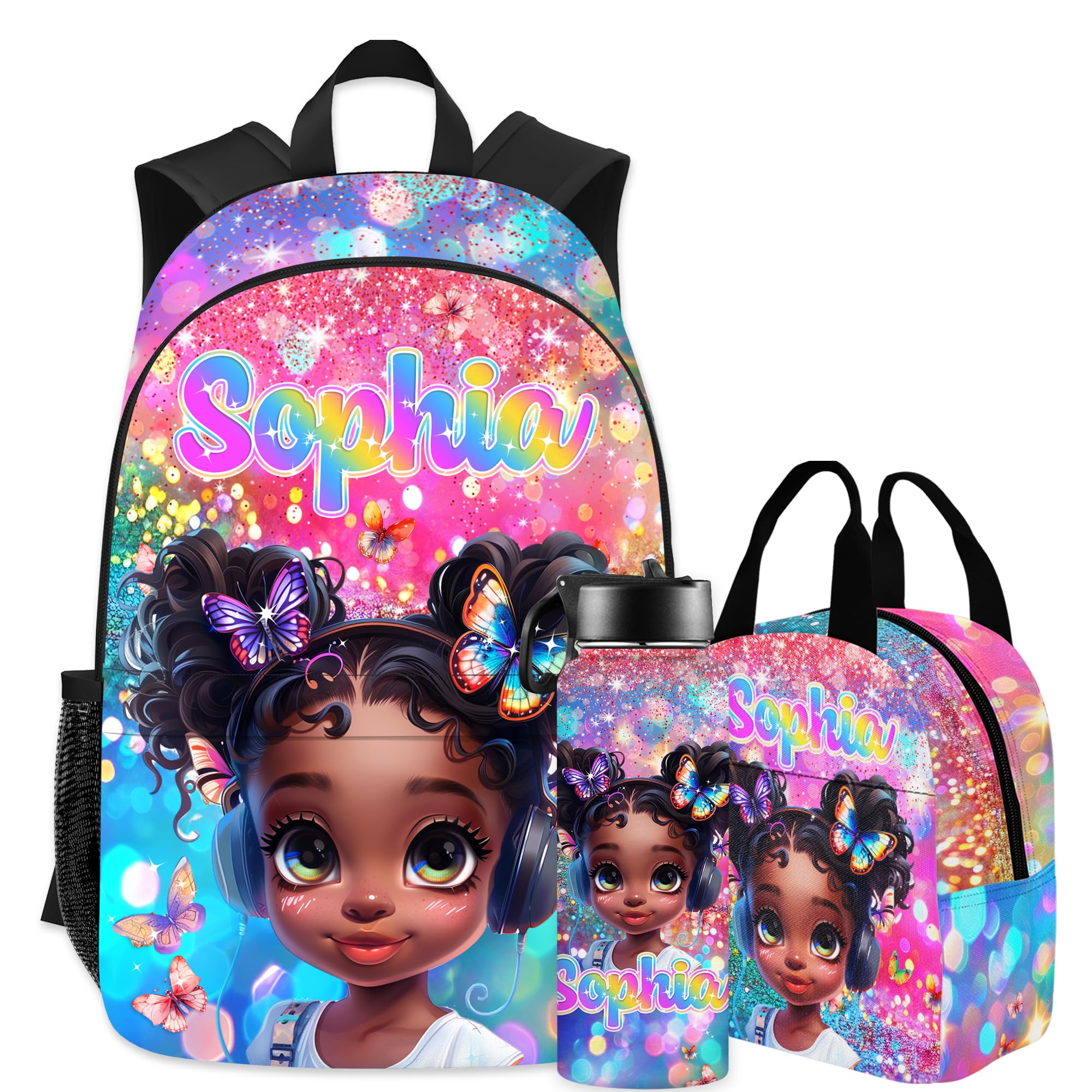Artsadd Personalized Mermaid Backpack with Name Custom School Backpacks for Girls Boys Customized School Bookbag for Kids with Lunch Box Bookbag for