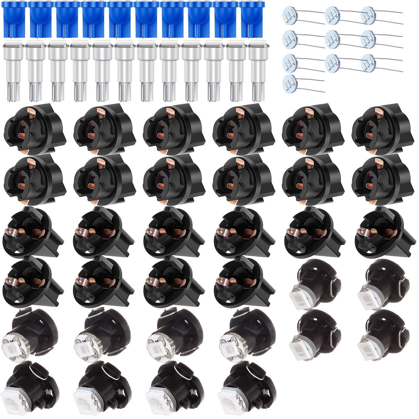 LBRST Instrument Cluster Dash Panel Lights with Twist Lock Socket 10 x T10 6-3020-SMD Blue 168 Instrument Lights 10 x T10 168 Twist Lock Socket 12 x T5 1-5050-SMD White 2721 12 x T5 Twist Lock Socket