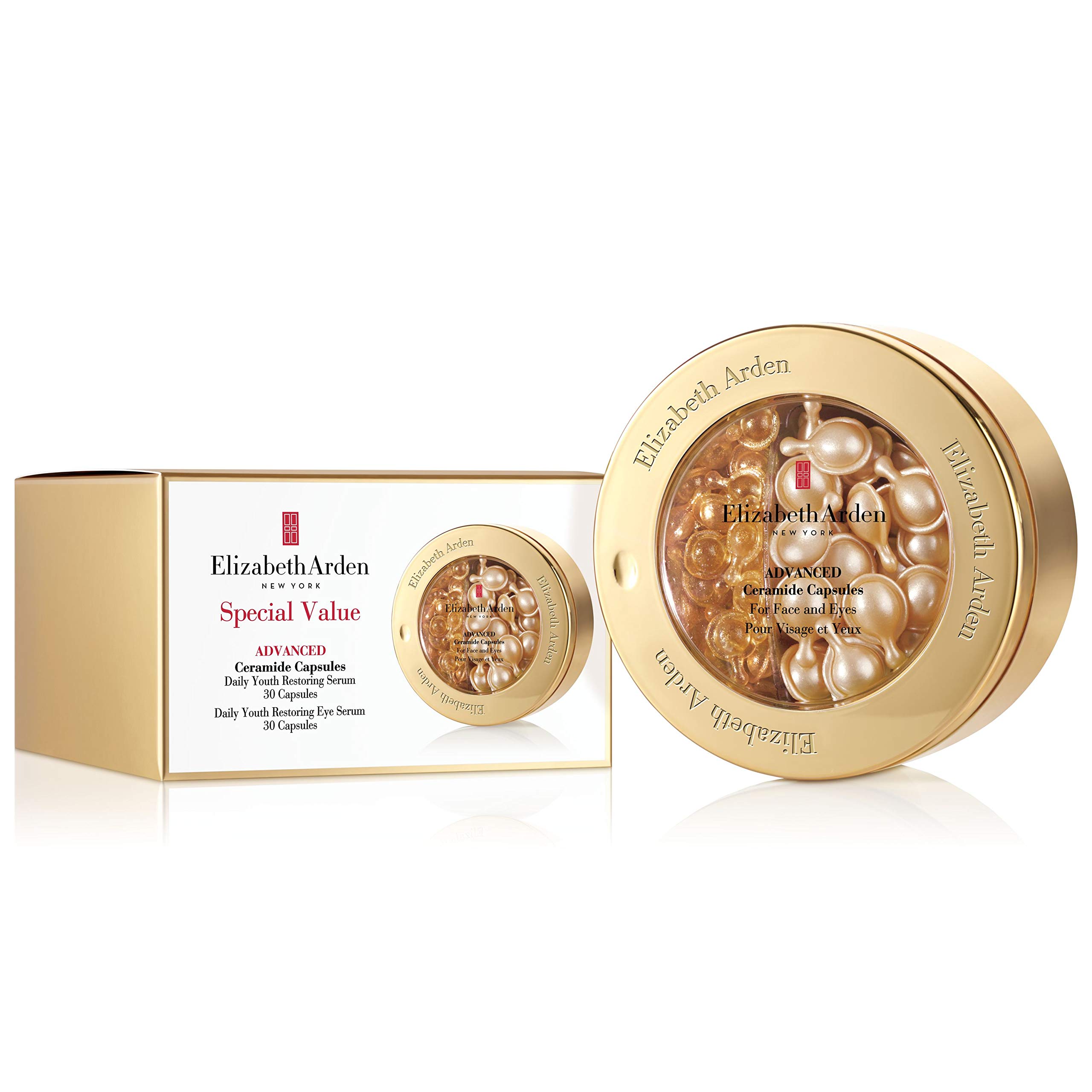 Elizabeth Arden - Zaawansowane Ceramide Kapsułki Duo Twarz i Oczy - Młodzieżowe rozwiązania renowacyjne - Potrójny efekt przeciwstarzeniowy