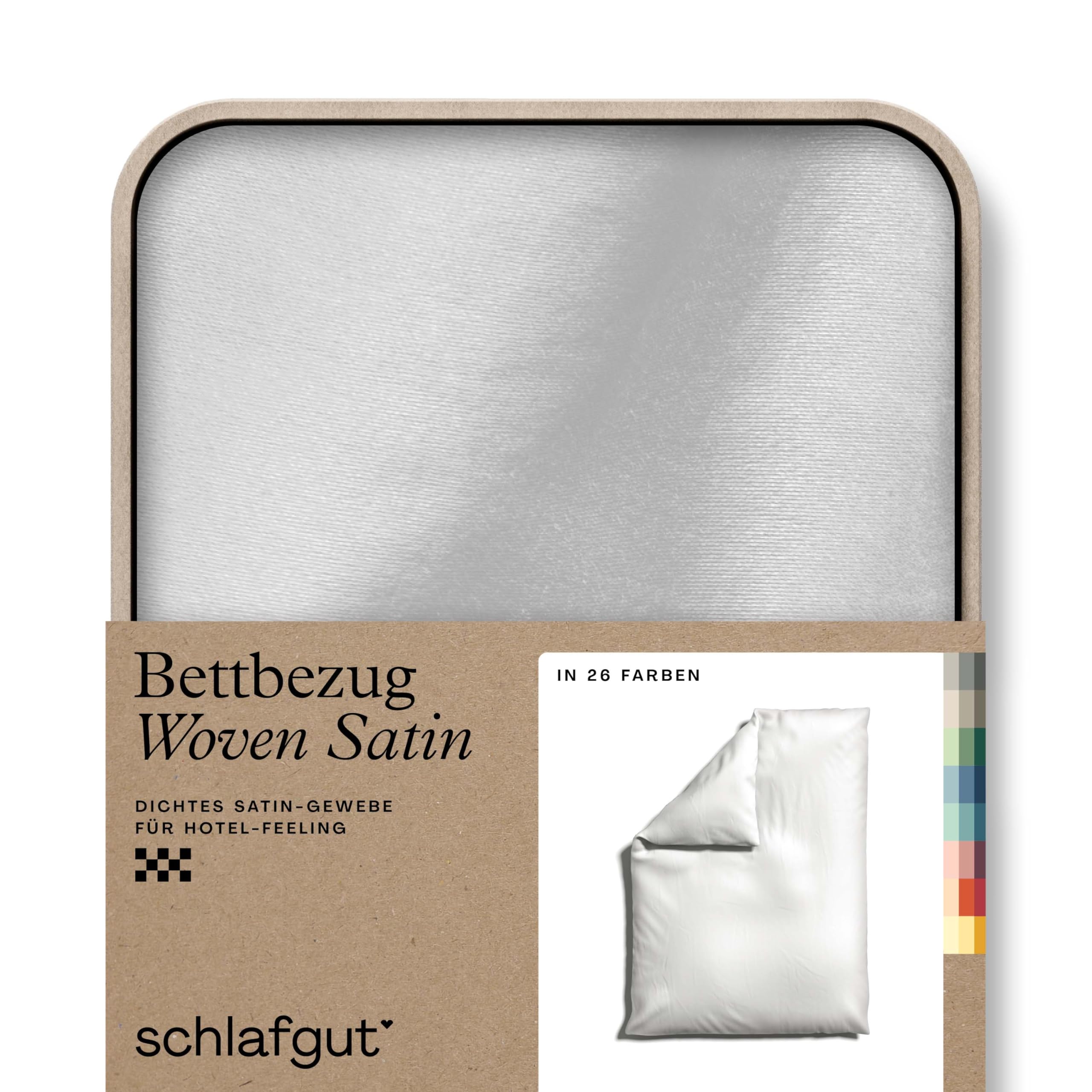 schlafgut Woven Satin Bettwäsche 155x220cm Bettdecke Bezug einzeln, Full-White Uni in Hotelqualität mit 100% Baumwolle