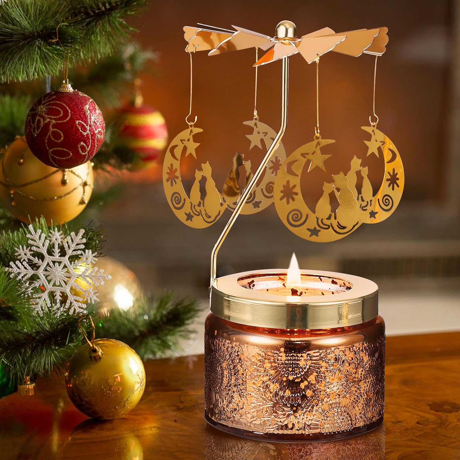 Cat Gifts for Women, Birthday Gifts for Mom Daughter Sister Wife, Unique Gift for Friend Women Rotatable Scented Candles Gift for Mothers Day Anniversary Christmas (Moon and Cat) - Image 3