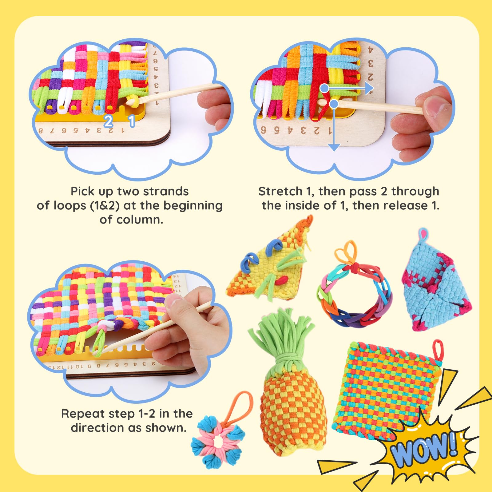Weaving Loom Kit - Kids & Adults Crafting -4