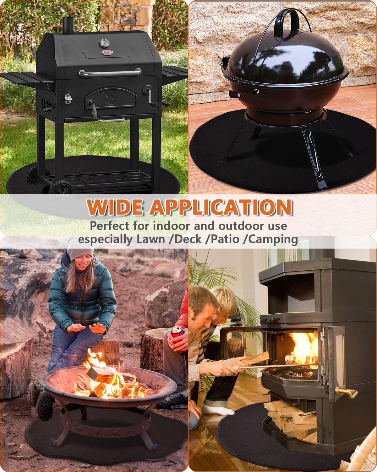 BAIPOK Grill Mats for Outdoor Grill, 48"X 30" Fire Pit Mat Fireproof Mat, Hearth Mats for Fireplaces Fire Resistant, Wood Stove Hearth Pads, BBQ Grill Mat Deck and Patio Protective Mats, Reusable : Patio, Lawn & Garden