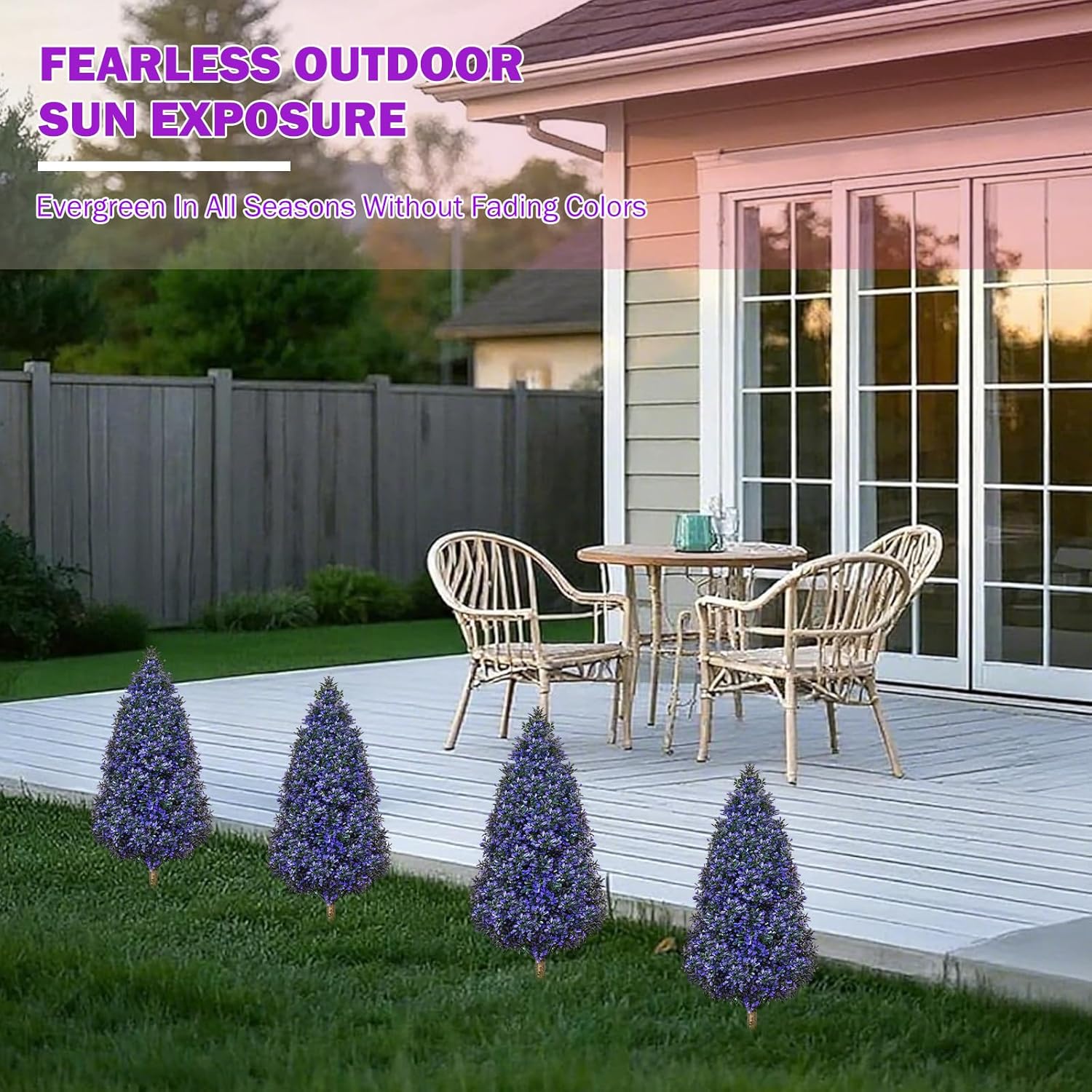 2PACK Artificial Boxwood Topiary Trees Outdoor Tall Artificial Lavander Plants with Stakes, 3.3FT Purple Faux Shrubs Bushes Evergreen UV Resistant for Outdoor Planter,Porch, Garden,Spring