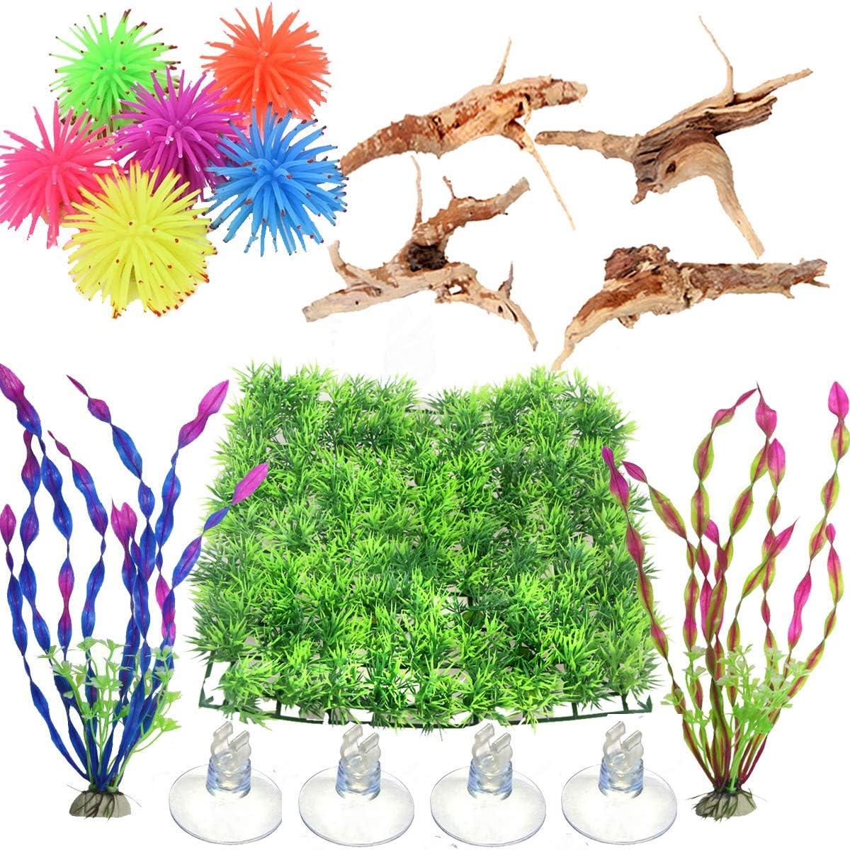 BundleMall Fish Tank Decorations,Plastic Aquatic plants Aquarium Sea