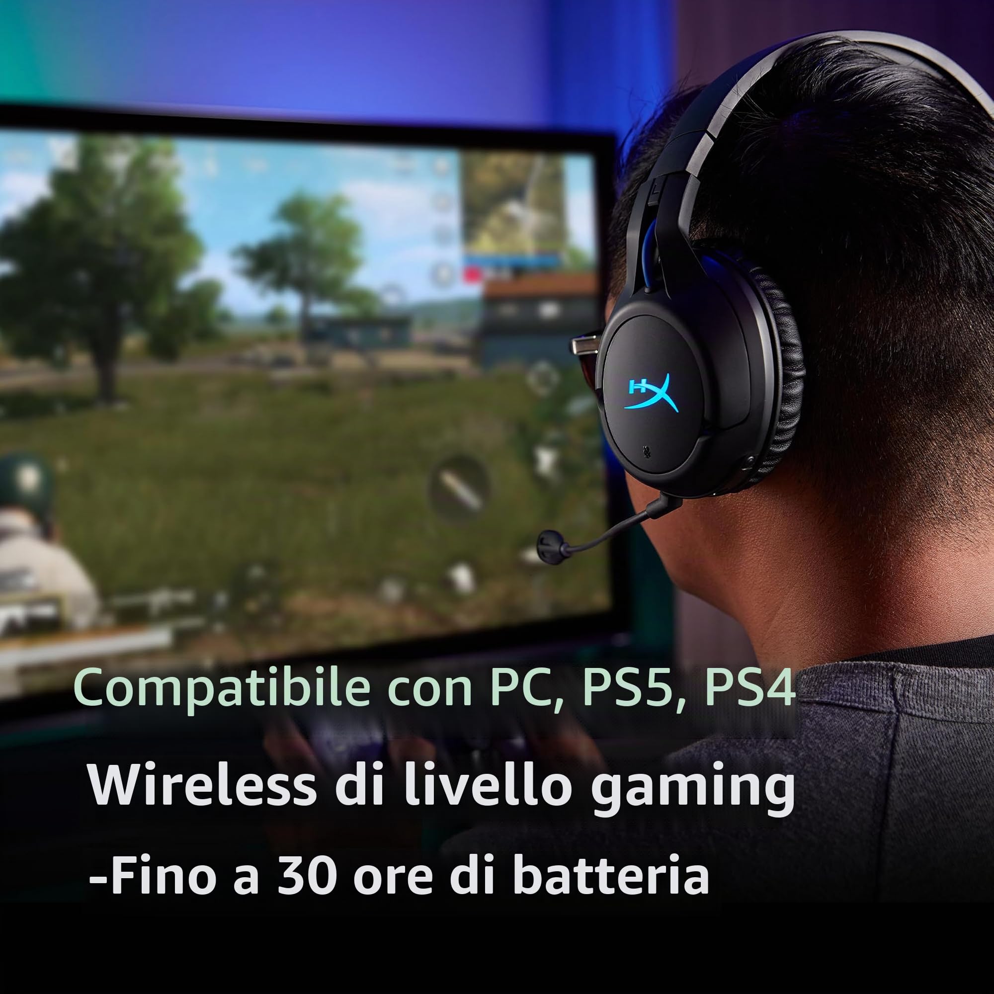 HyperX Cloud Flight – Cuffie per il gaming wireless per PS5 e PS4, autonomia massima di 30 ore, cuffie in memory foam con similpelle di prima qualità, microfono dotato di cancellazione del rumore