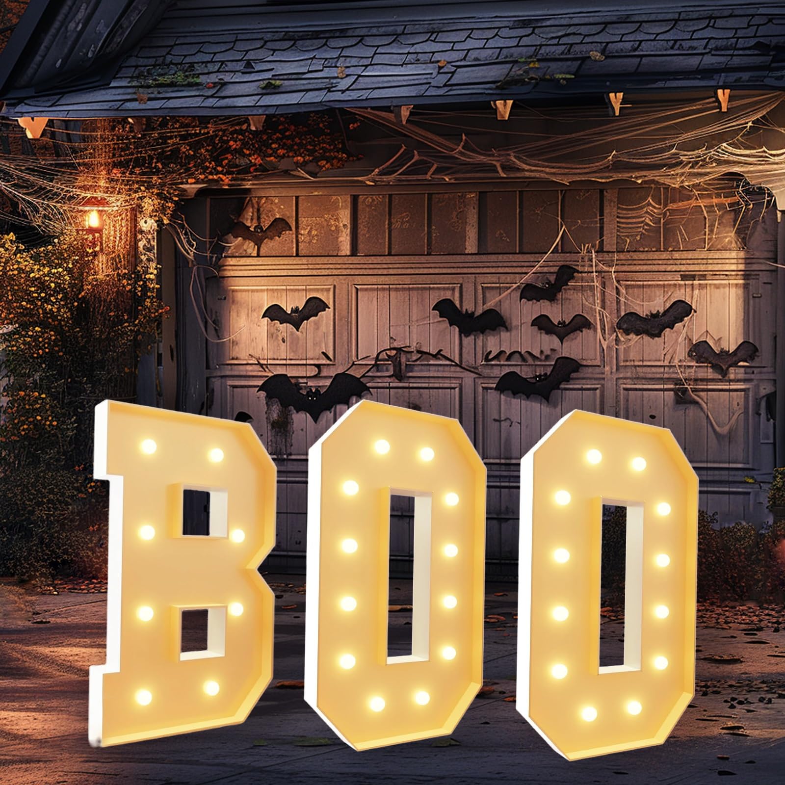 2,3 stopy/3 stopy/4 stopy Halloween Boo świecące litery LED Boo świecący znak kominkowy LED dekoracja stołu artykuły imprezowe(100CM)