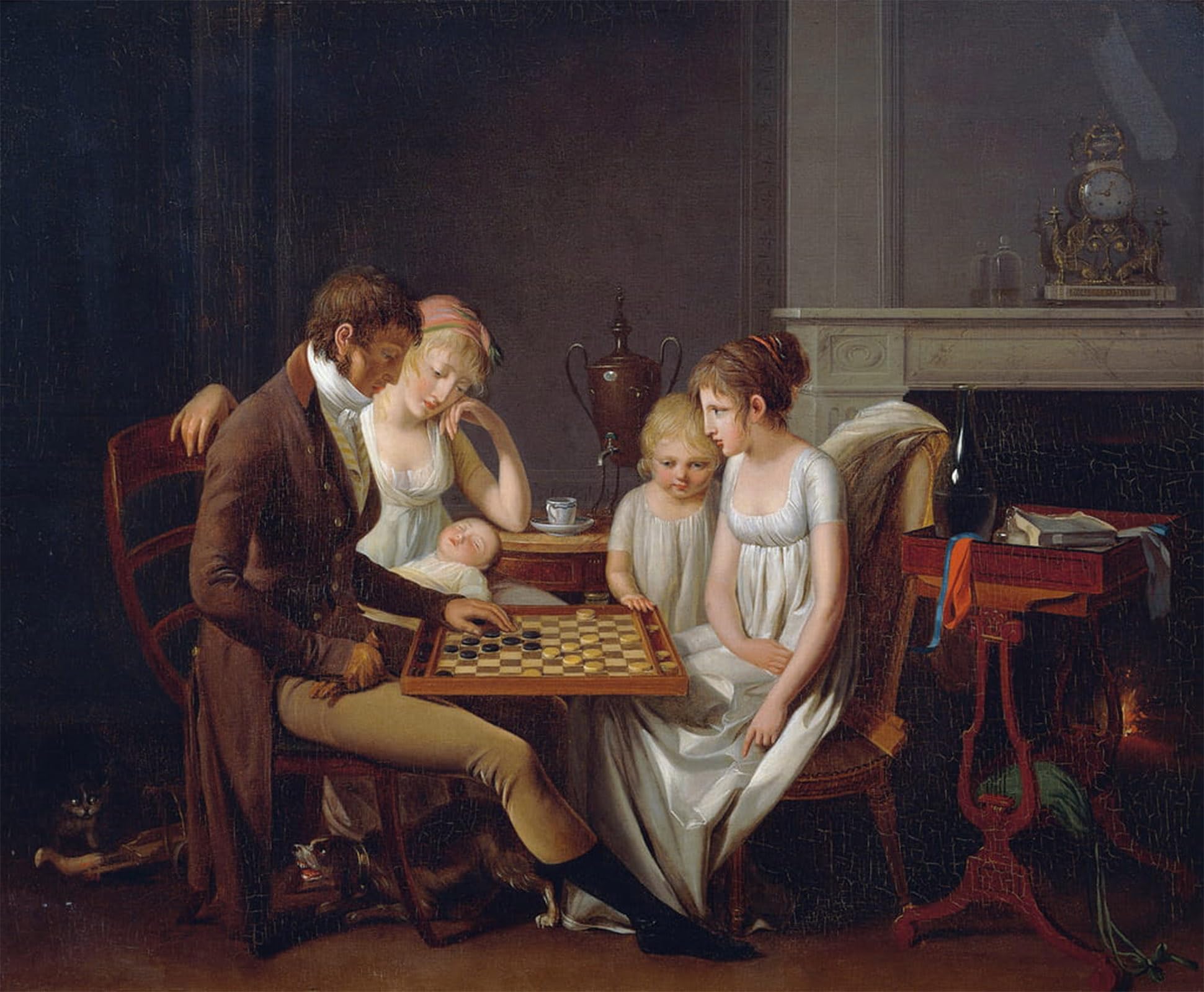 Serendipitp No Frame Aesthetic Poster Photo Wall Print Retro Picture Painting Of Family Game Of Checkersa By Louis Leopold Boilly Modern Wall Artwork For Home Decor 60X90cm
