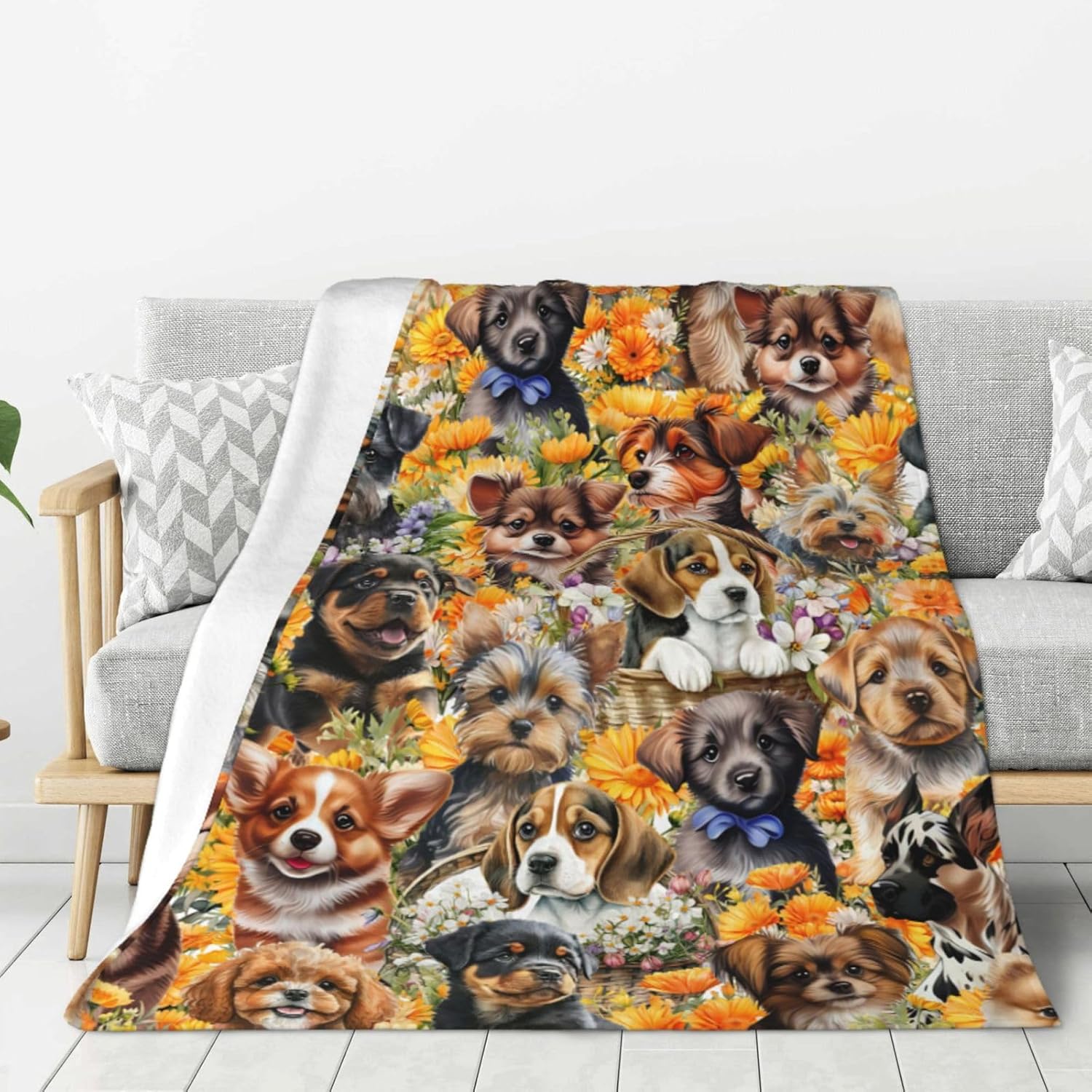 Cute Puppy Dog Throw Blanket Cozy Fluffy Plush Blanket Soft Flannel Throw Blanket for Kids Men Women Gift Sofa Bed Couch 50"x40" Christmas - Image 5