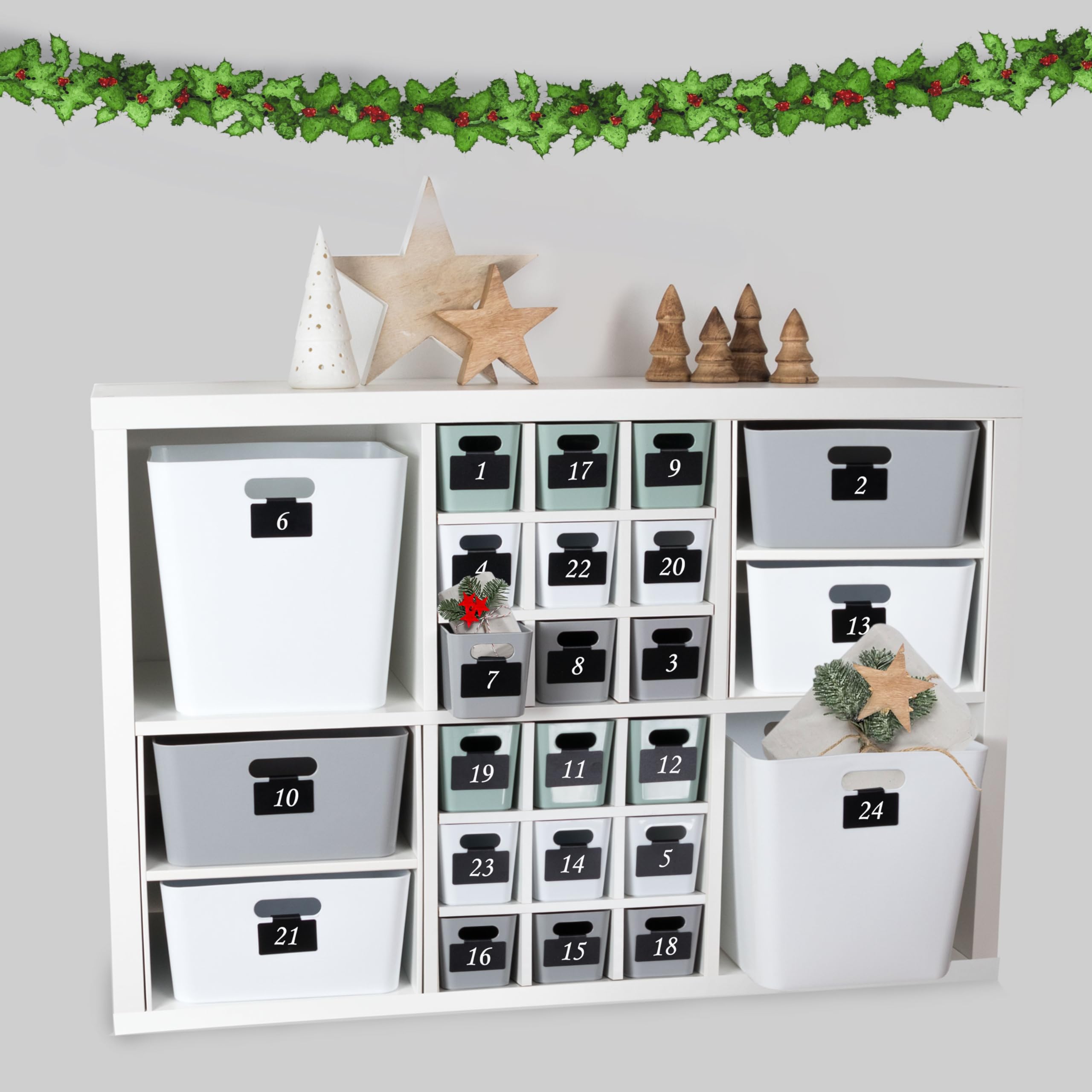 3 x Ordnungsbox Beschriftungsclips 30cm hoch grau 30x30cm Kunststoff Bad
