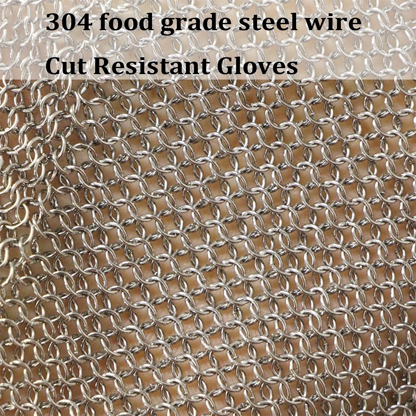 Guantes de jardineria Guantes Resistentes Al Corte, Guantes De Alambre De Metal De Malla De Acero Inoxidable, Guantes De Trabajo De Seguridad De Carnicero De Cocina, 3 Tamaños (Size : Large)