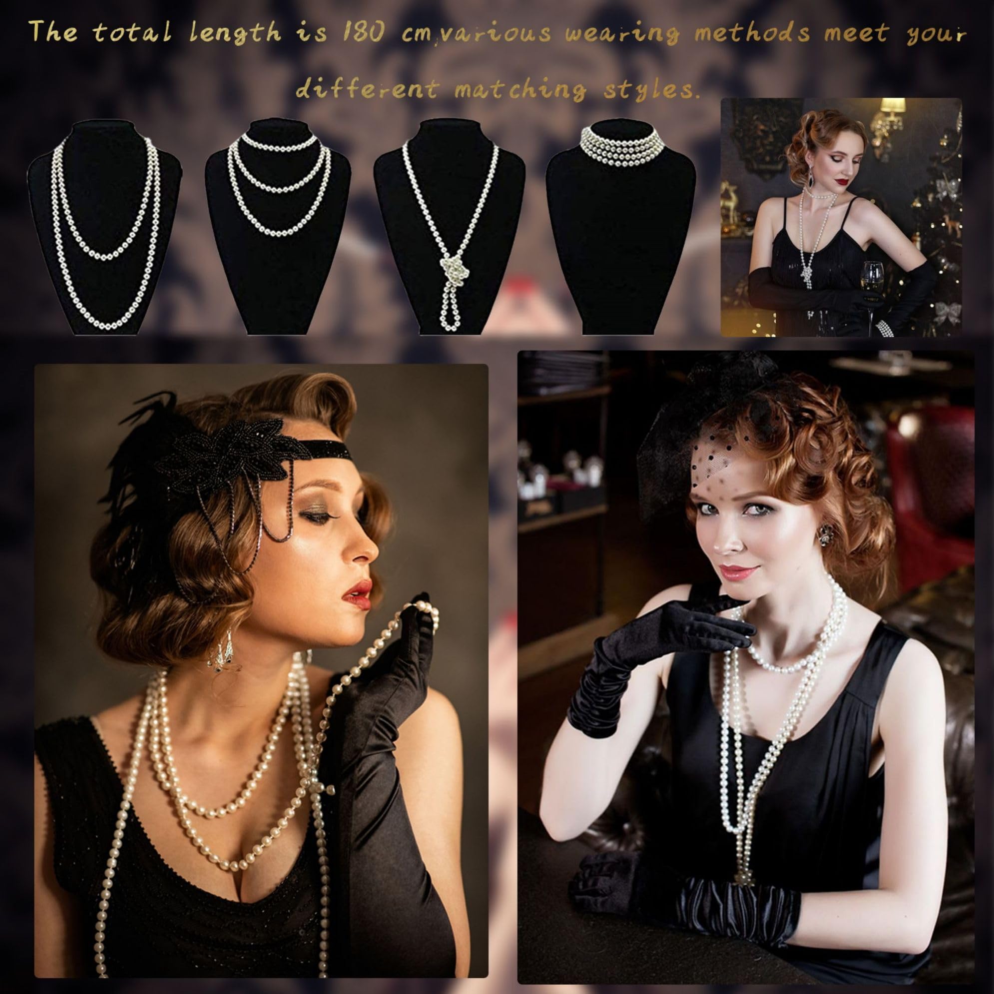Yiichiy Accessori Anni '20, Accessori Anni 20 Donna Costume, Flpaper Grande Gatsby Accessori Donna, Halloween Accessori Charleston Abito Anni '20, Vestiti Anni 20 Costume da Donna di Halloween