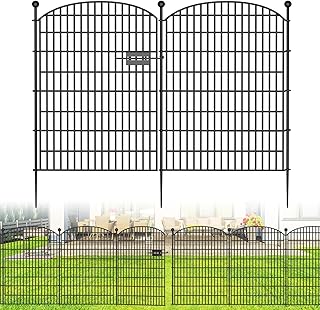 10 Panels No Dig Decorative Garden Fence with Gate - 40 in (H) x 23.6 ft...