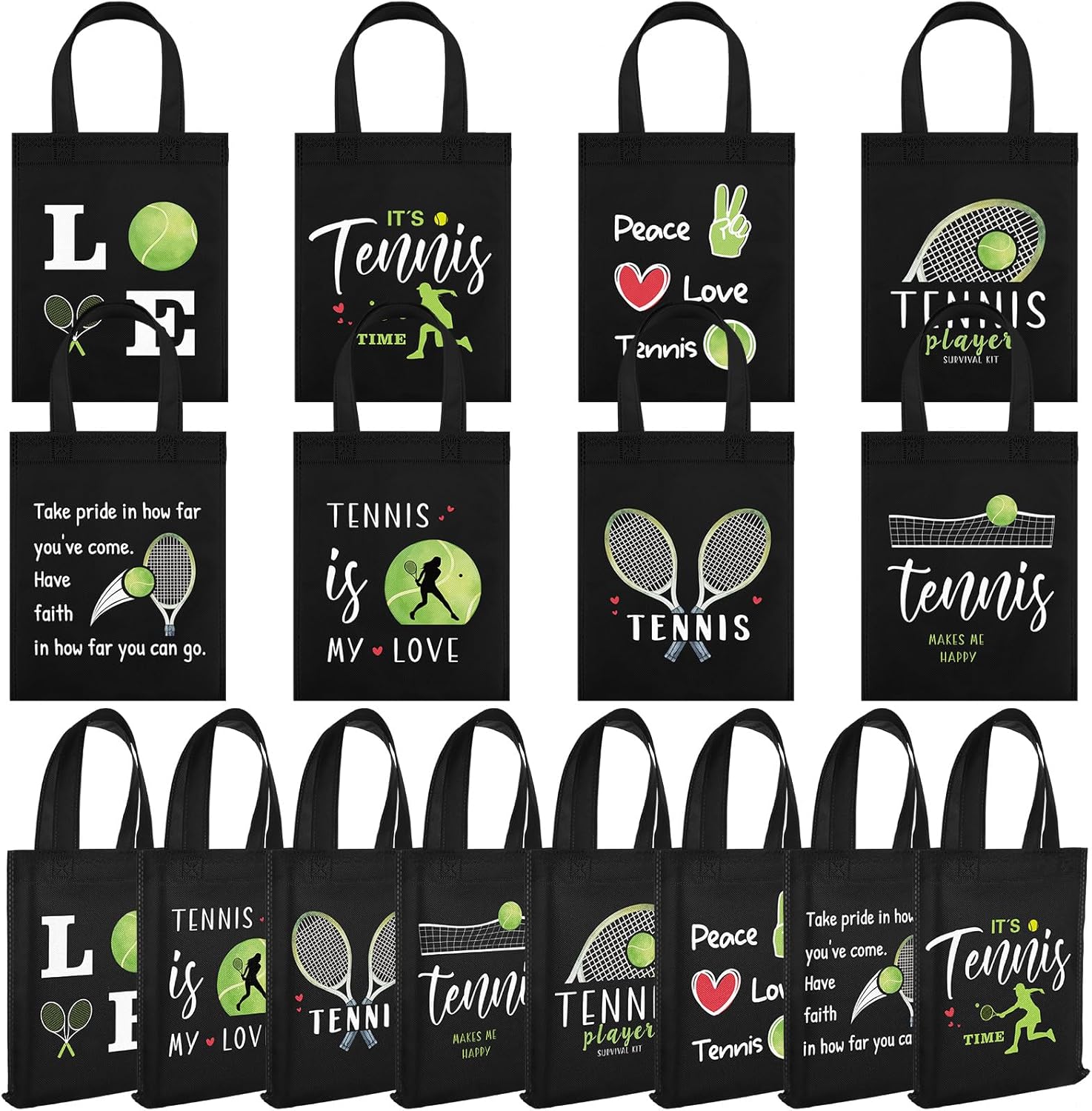 Kajaia 24 Pcs Tennis Gift Bag Tennis Party Treat Bags with Handles Reusable Goodie Favor Bag Non Woven Party Favor Birthday Supplies