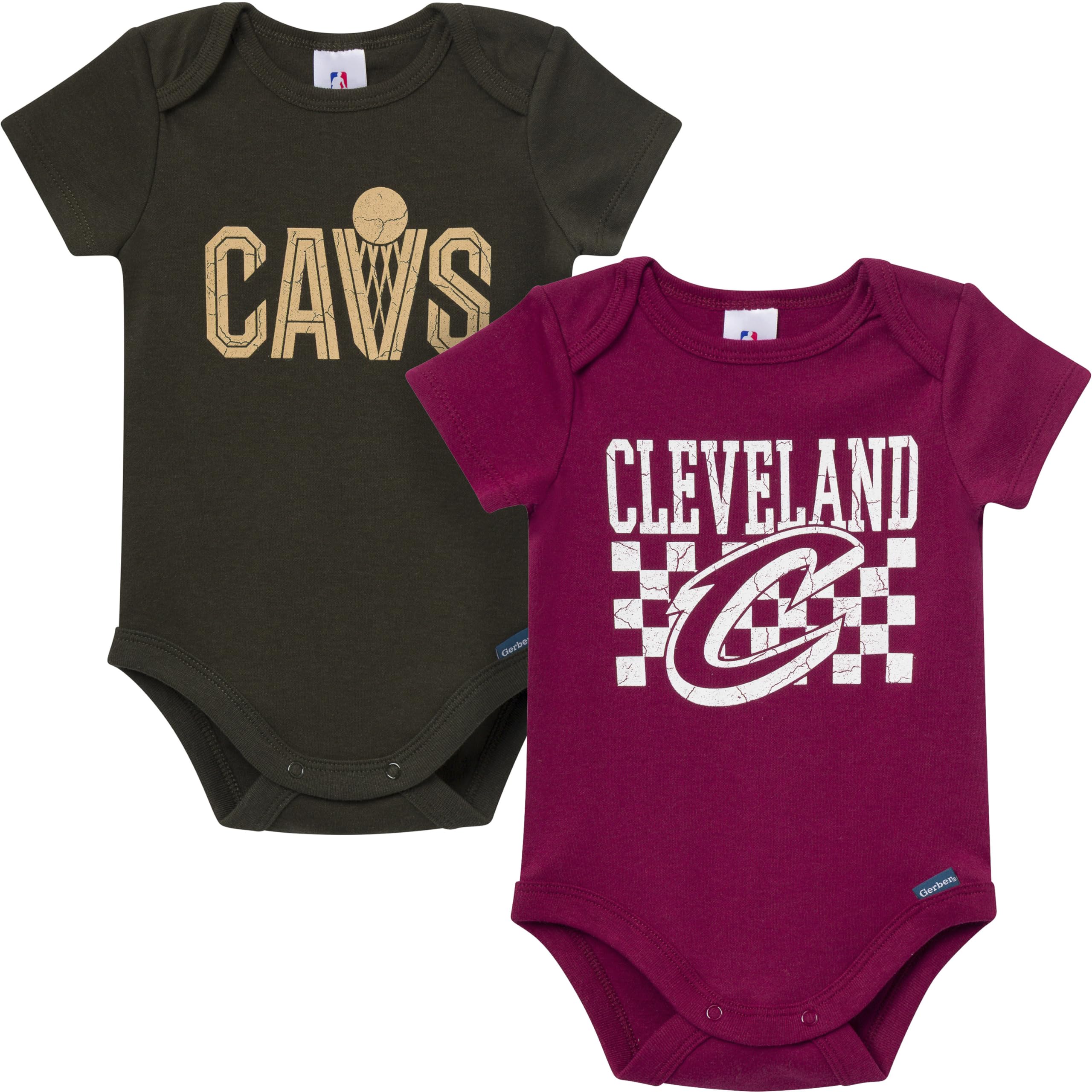 Gerber Baby NBA Boys &amp; Girls 2-Pack Short Sleeve Onesie Bodysuits
