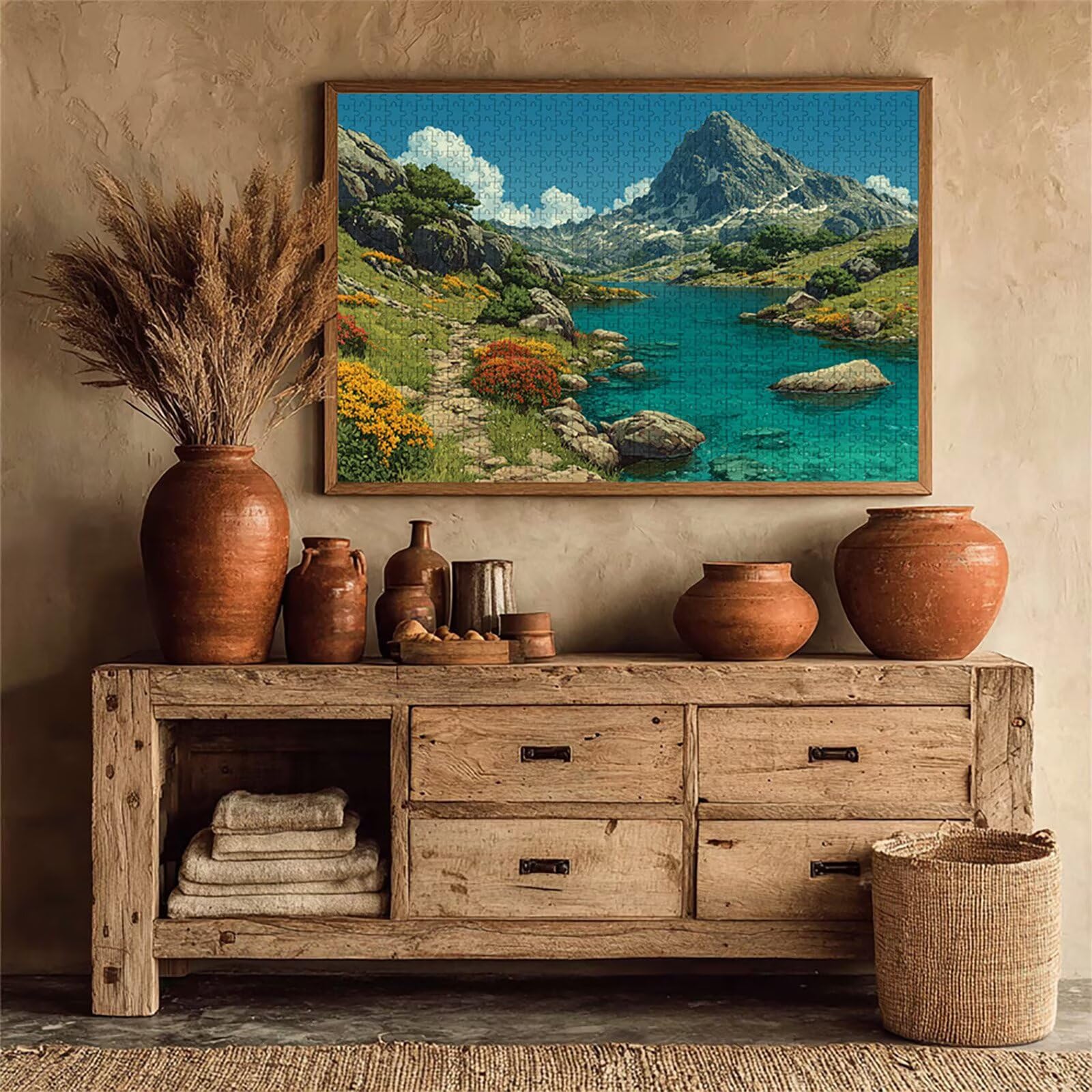 Górskie puzzle 5000 elementów dla dorosłych, drewniane puzzle 156 x 105 cm, gra edukacyjna dla dorosłych z wykwintnym pudełkiem do pakowania, kolekcja relaksująca gra, dekoracja pokoju, (krajobraz) S