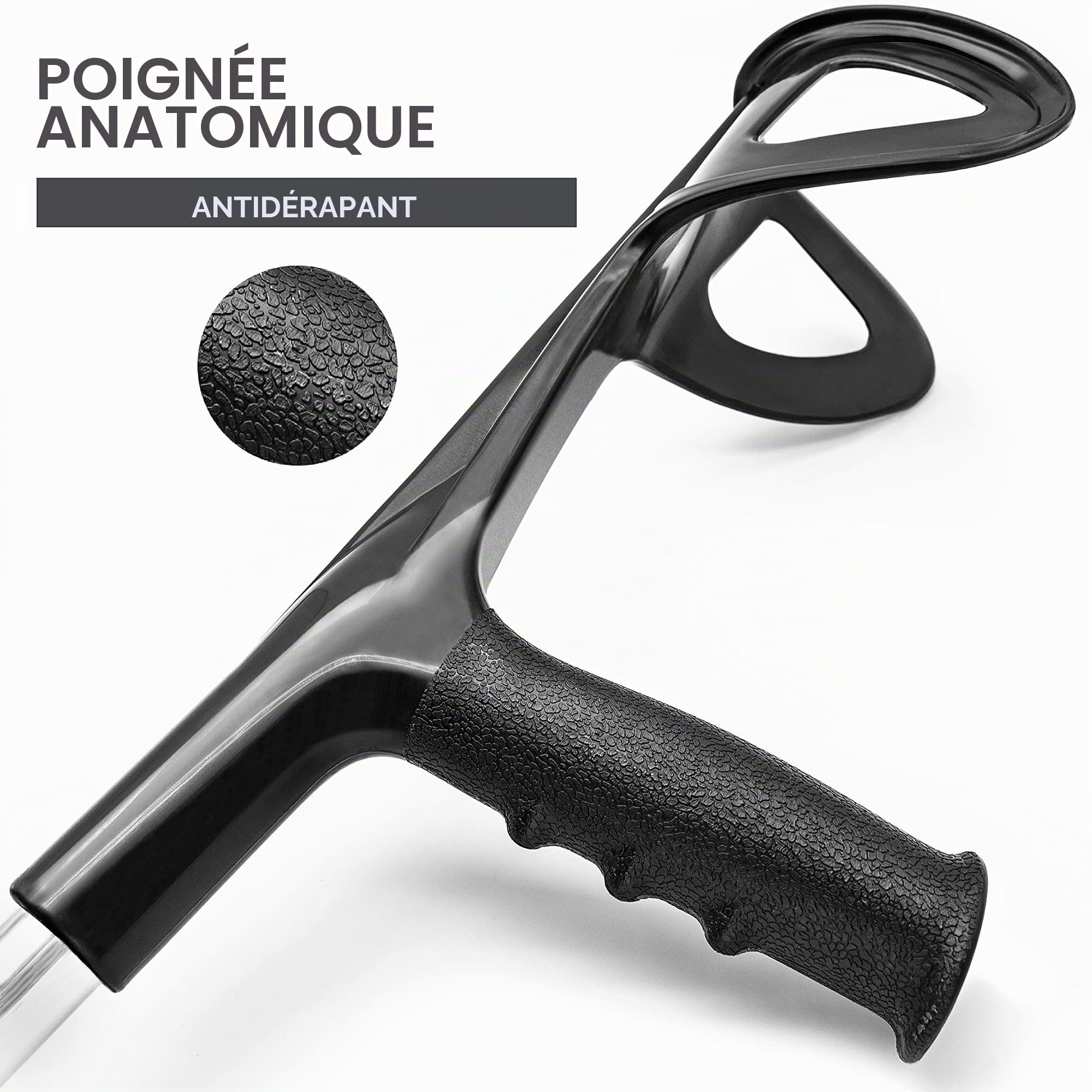 AIESI® Bequilles Medicales adultes orthopédique réglable unique couleur noire légers en aluminium anodisé (Paquet de 2 pièces), Garantie 24 mois