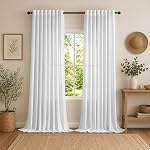 MEETSKY Natural Linen Curtains 84 Inch Length for Living Room, Light Filtering Semi Sheer Curtains & Drapes for Sliding Glass Door 2 Panels Set Farmhouse Country Style Grommet Draperies, 52" Wide