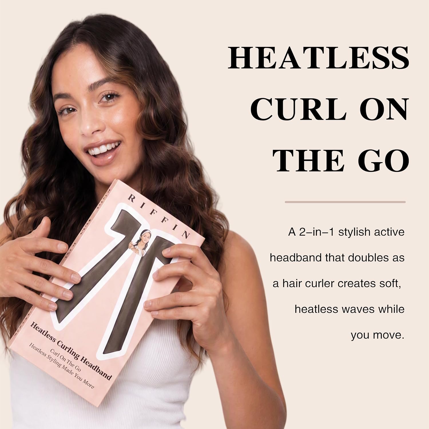 2-in-1 Heatless Curling Headband for Women & Flexible Curling Rods for Heatless Curls Overnight Heatless Hair Curlers No Heat Damage, Stretchy Fabric Headbands for Curly Long Hair, Sleep Gym Workout
