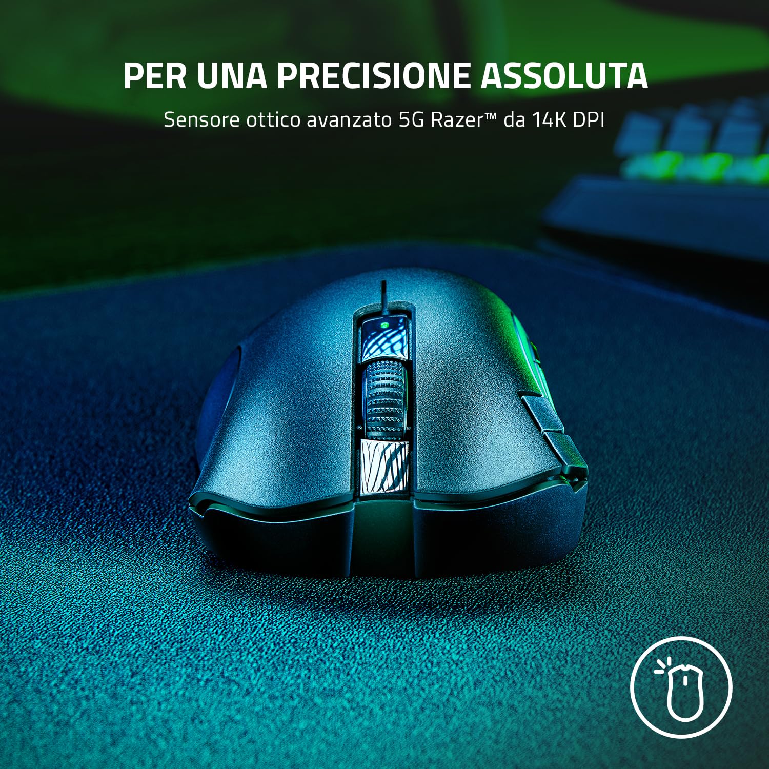 Razer DeathAdder V2 X HyperSpeed - Mouse Ergonomico per il Gioco Wireless (235 ore di Durata Della Batteria, Sensore Ottico 14K DPI, Interruttori Meccanici Gen-2, 7 Pulsanti Programmabili) Nero