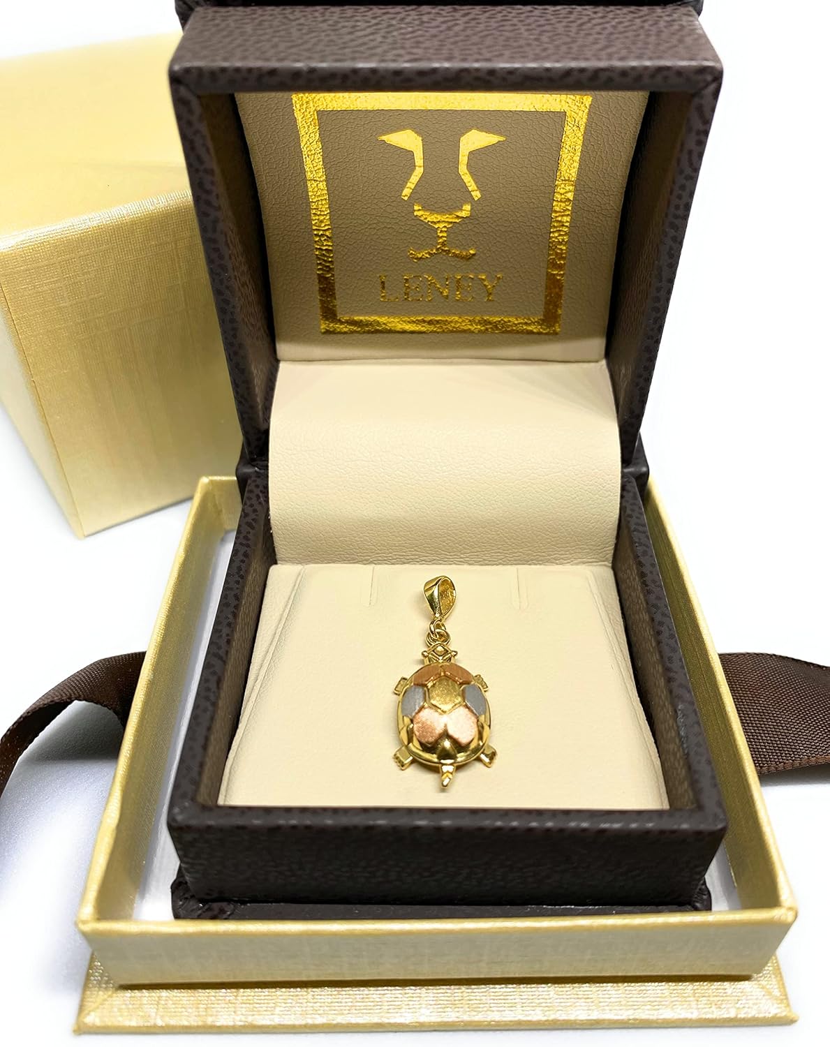Leney 18k Tricolor Gold Turtle Pendant Charm