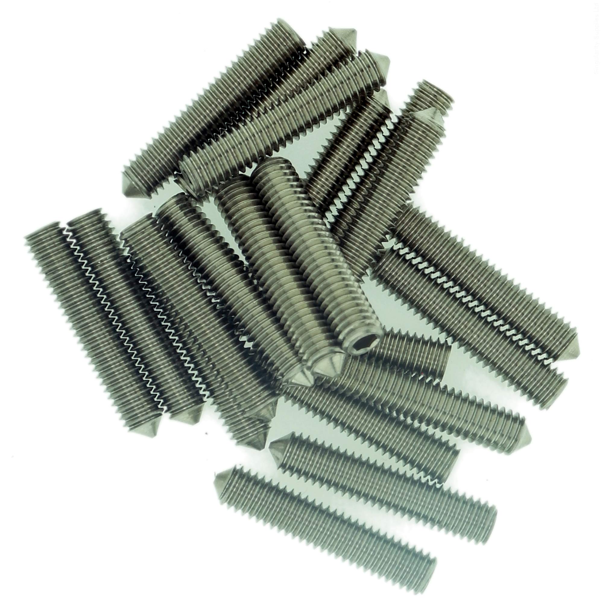 Singularity Supplies M6 (6Mm X 20Mm) Hex Socket Grub Screw (Cone Point) - Stainless Steel (A2) (Pack Of 20)