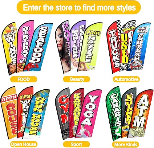 Miniatura 6 de Barbacoa Birria Themed Feather Flag, 11FT Barbacoa Birria Advertising Swooper Flag Fit 15FT Flagpole, Polyester Vivid Color and Fade Proof Signs for