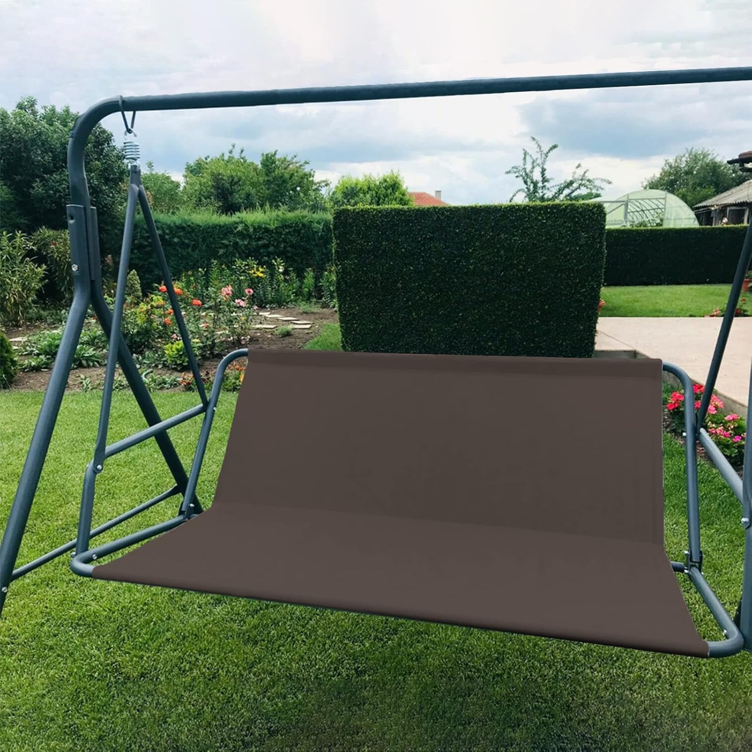 Patio Swing Seat Cover Replacement Waterproof & Heavy Duty 600D Oxford Swing Cushion Cover,Outdoor 2 3 Seater Swing Seat Protector For Garden/Patio/Balcony, All-W(Size:33.5x18.9x18.9inch,Color:Gray)
