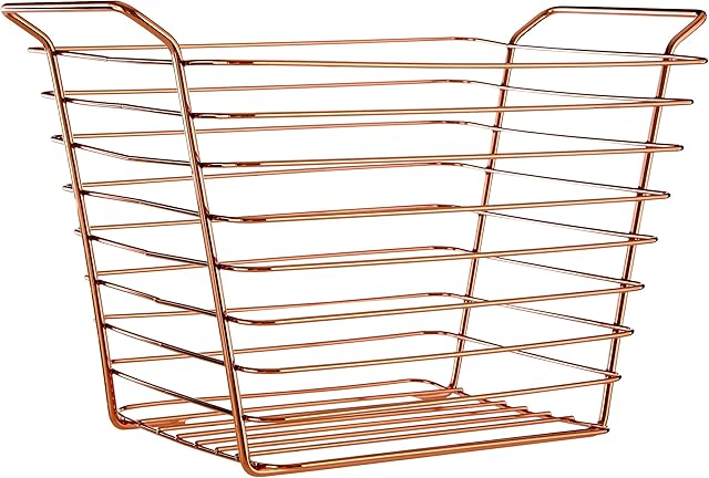 Premier Housewares Shine Wire Basket, Rose Gold, Large