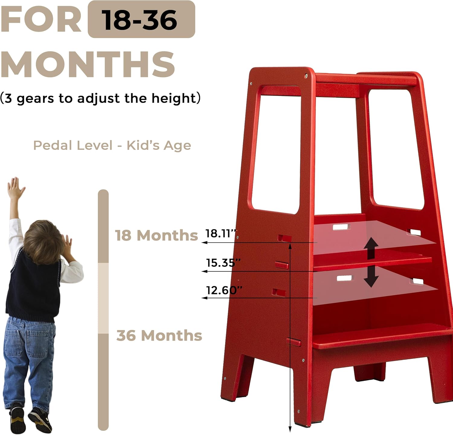 AVDAR Toddler Standing Tower Bundled with Wooden Step Stool for Kids