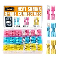 Vista 1 de Kit de 300 conectores de pala termorretráctiles macho y hembra Terminales eléctricos impermeables AWG 22-10, conectores de terminales de cable