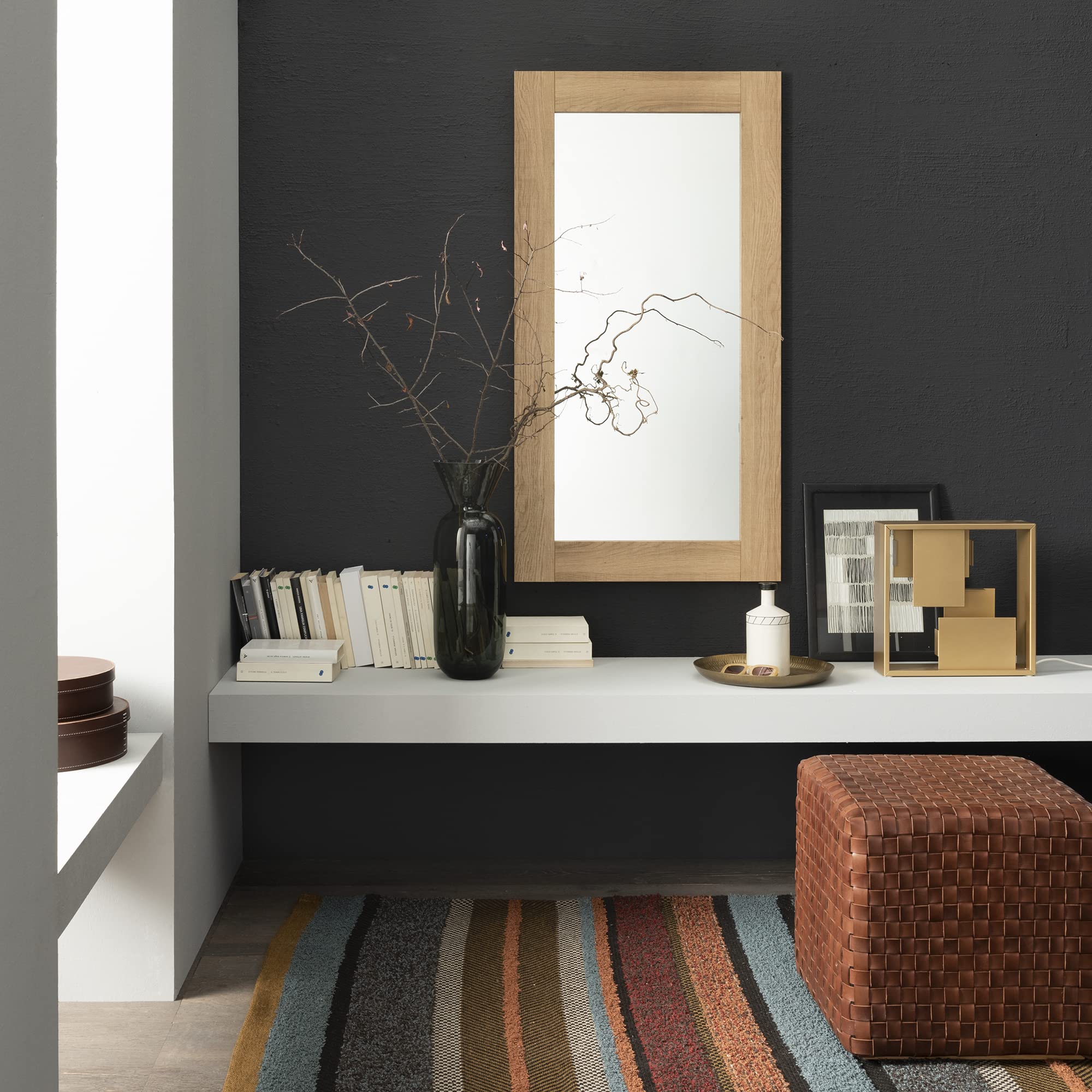 ARHome Espejo de Pared, 126 x 66 cm, Roble Azteca, Espejo, Made in Italy